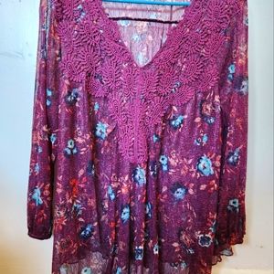 Long sleeve Burgundy v neck